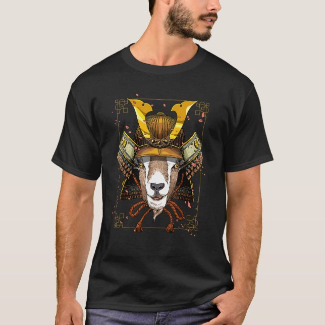 Samurai Ziege Bauer Japanischer Krieger Bushido Ja T-Shirt (Vorderseite)