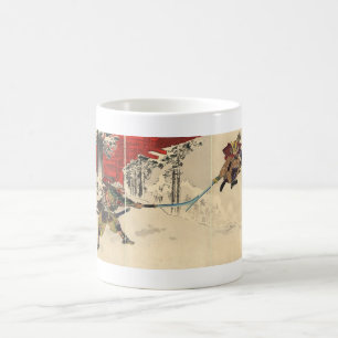 Samuraikampf im Schnee circa 1890 Kaffeetasse