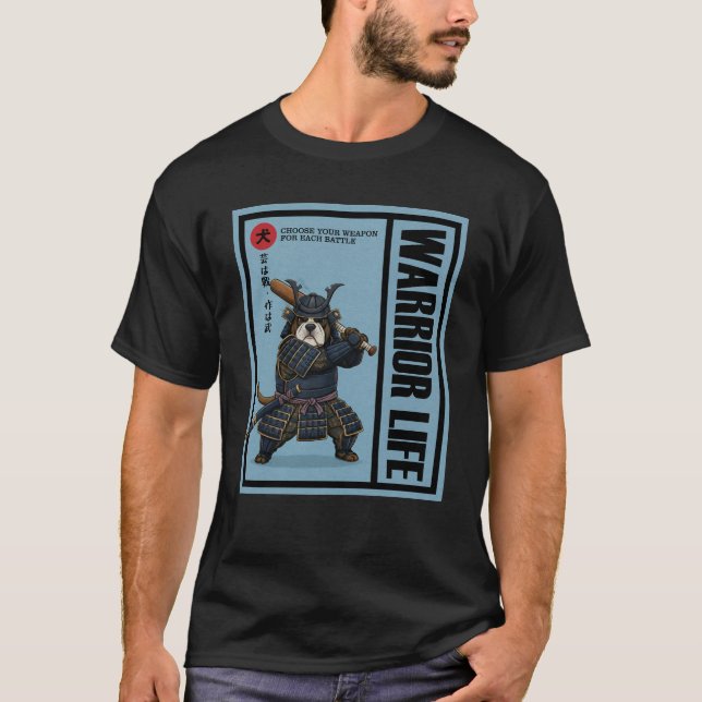 Samurainimals Bulldog Waffe T-Shirt (Vorderseite)
