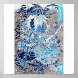 Samurais, die auf die Rückseiten der Krabben C. Poster