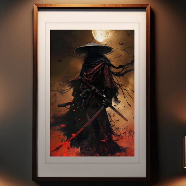 Samurai's Eclipse - Kristallkunst drucken Fotodruck (Samurai's Eclipse - Enigmatic Warrior Art Print)