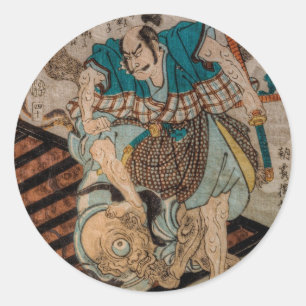 Samurais GEGEN Zyklope Runder Aufkleber