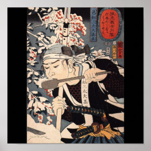 Samurais im Schnee mit einer Stange C. 1800's Poster