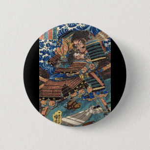 Samurais japanisches malendes C. 1800's Button