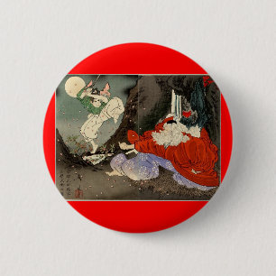 Samuraitraining mit Tengu, circa 1800's Button