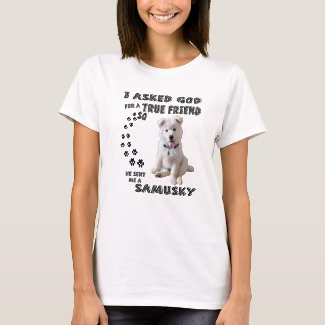 Samusky Quote Mama Vater Kostüm, Niedlich Samoyed  T-Shirt (Vorderseite)