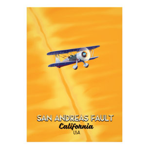 San Andreas Fehler California USA Reiseplakat. Fotodruck