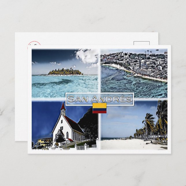 San Andres - Kolumbien - Mosaik - Postkarte (Vorne/Hinten)