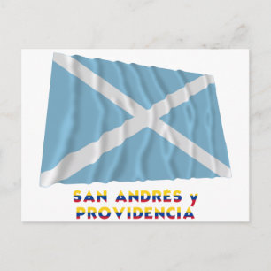 San Andrés y Providencia Wave Flag mit Namen Postkarte