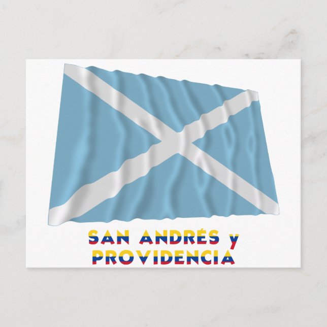 San Andrés y Providencia Wave Flag mit Namen Postkarte (Vorderseite)