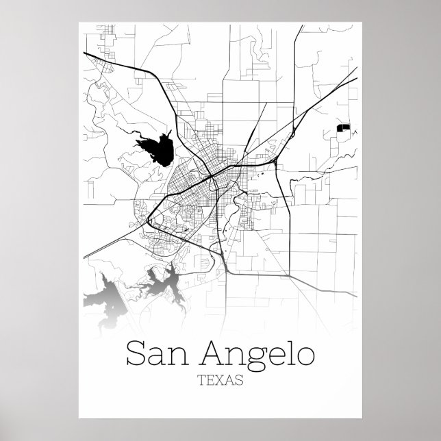 San Angelo Karte - Texas - City Map Poster (Vorne)