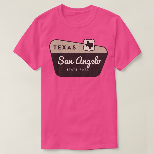 San Angelo Staat Park Texas Begrüßungszeichen T-Shirt (Design vorne)
