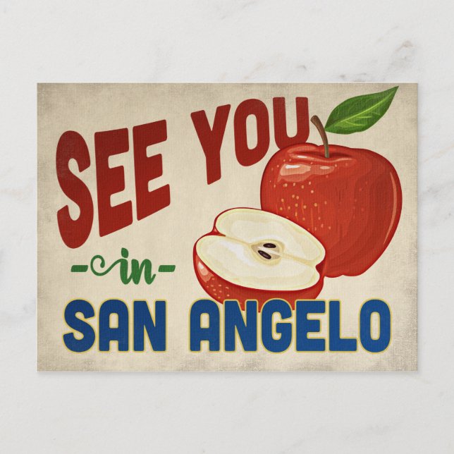 San Angelo Texas Apple - Vintage Travel Postkarte (Vorderseite)