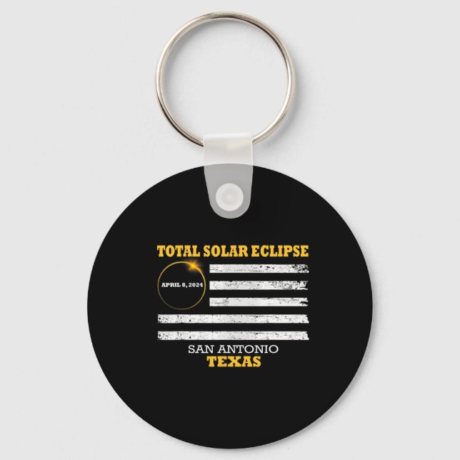 San Antonio 2024 Solar Eclipse 2024 040824 Eclipse Schlüsselanhänger (Vorderseite)