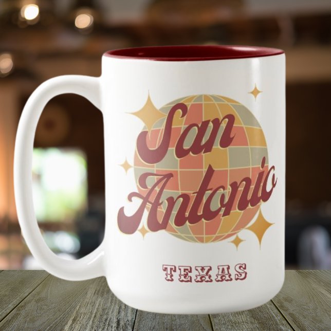 San Antonio City Texas Retro Vintag Zweifarbige Tasse (Von Creator hochgeladen)