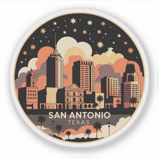 San Antonio City Texas USA Minimalistisch Aufkleber (Vorderseite)