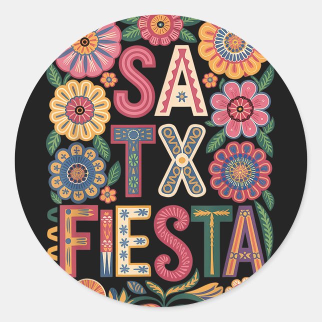 San Antonio Fiesta Runder Aufkleber (Vorderseite)