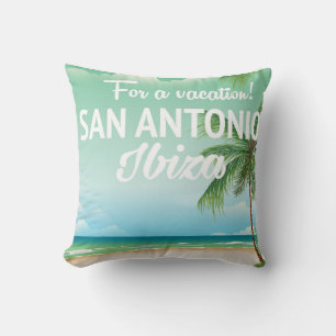 San Antonio Ibiza Strand Reiseplakat Kissen