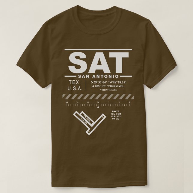 San Antonio International Airport SAT Tee Shirt (Design vorne)