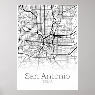 San Antonio Karte - Texas TX - City Map Poster