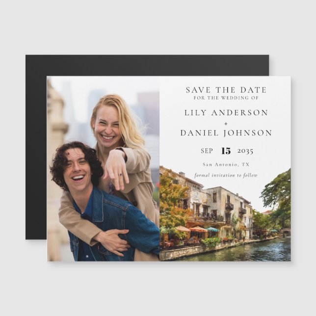San Antonio Photo Wedding Save The Date Magneteinladung (Vorne/Hinten)