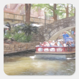San Antonio River Walk Quadratischer Aufkleber