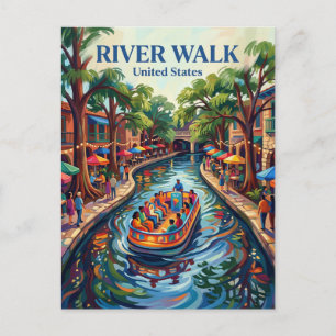 San Antonio River Walk Texas Postkarte