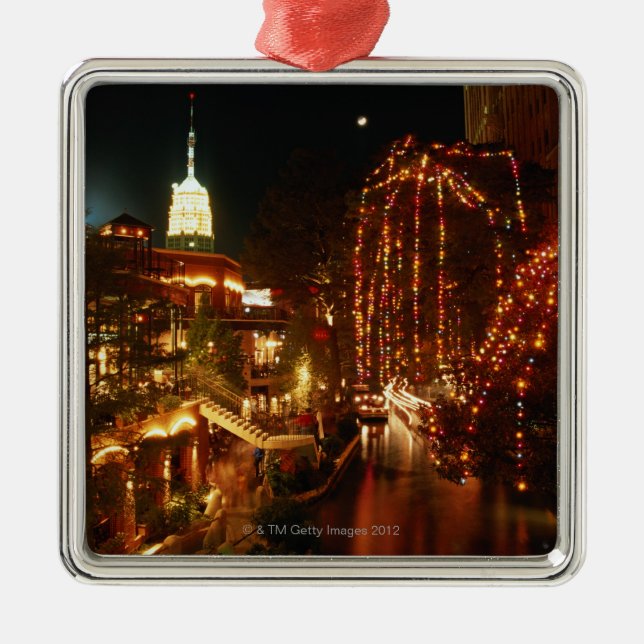 San Antonio Riverwalk nachts Ornament Aus Metall (Vorne)