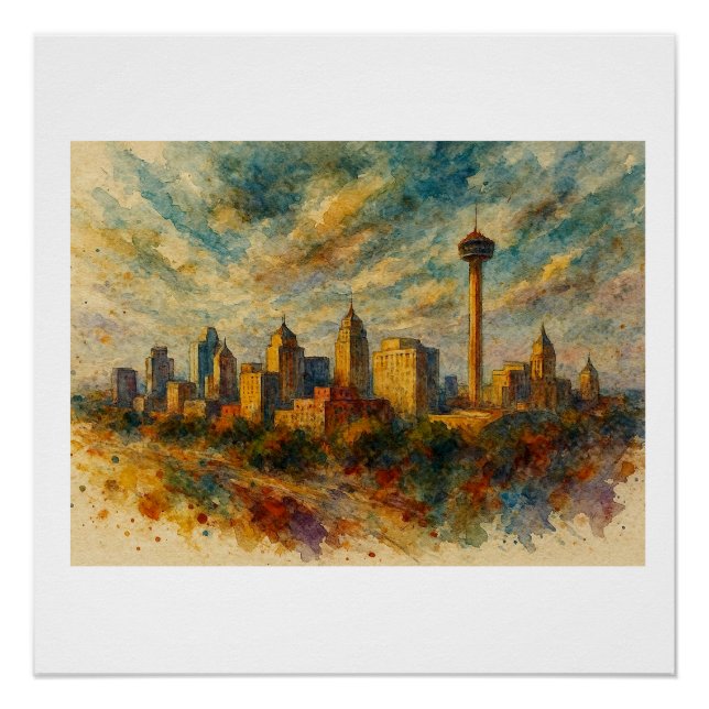 San Antonio Skyline,  Poster (Vorderseite)