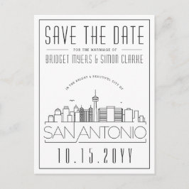 San Antonio | Stilisierte Skyline Save the Date Postkarte