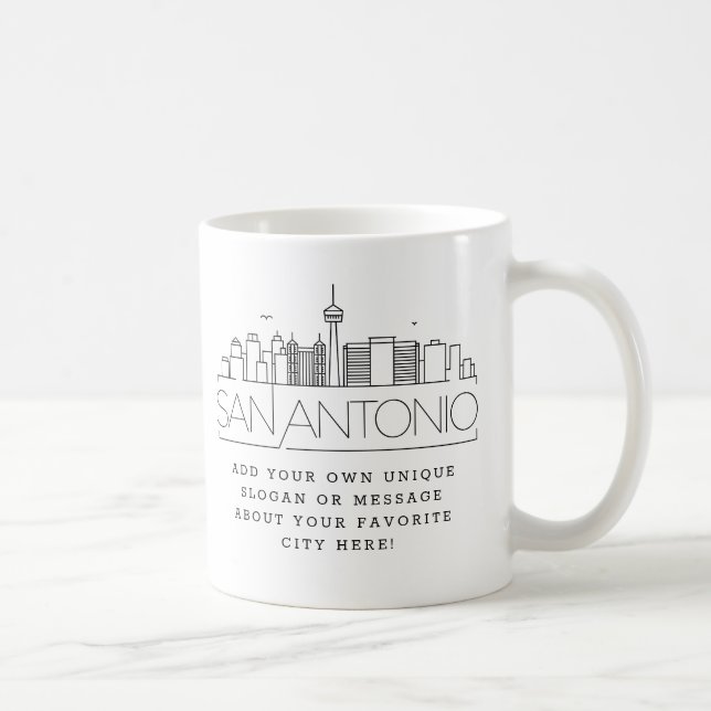 San Antonio Stylized Skyline | Benutzerdefinierter Kaffeetasse (Rechts)