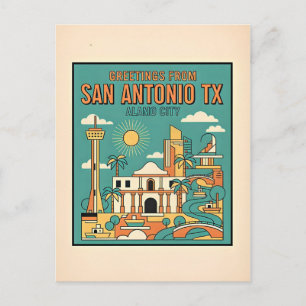 San Antonio Texas Alamo Retro-Reise 1930er Jahre Postkarte