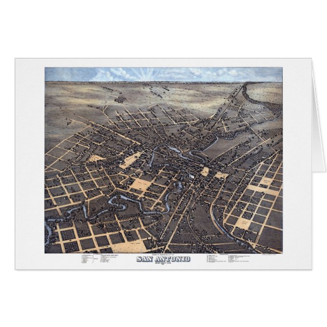 San Antonio, Texas, Antike Luftkarte, 1873 (Vorderseite (Horizontal))