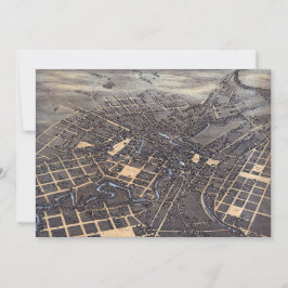 San Antonio, Texas, Antike Luftkarte, 1873 Einladung