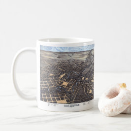 San Antonio, Texas, Antike Luftkarte, 1873 Kaffeetasse