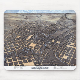 San Antonio, Texas, Antike Luftkarte, 1873 Mousepad