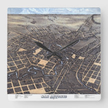 San Antonio, Texas, Antike Luftkarte, 1873