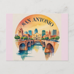 San Antonio Texas Aquarellskyline Postkarte
