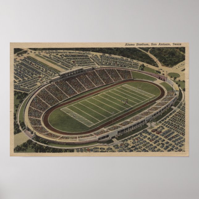 San Antonio, Texas - Aussicht auf das Alamo-Stadio Poster (Vorne)
