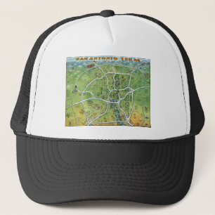 San Antonio Texas Cartoon Karte Truckerkappe