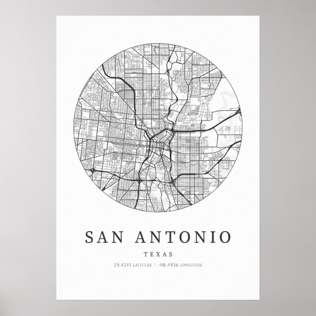 San Antonio Texas City Map Poster (Vorne)