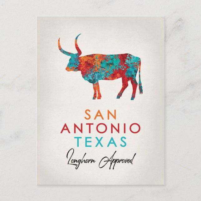 San Antonio Texas Colorful Longhorn Postkarte (Vorderseite)