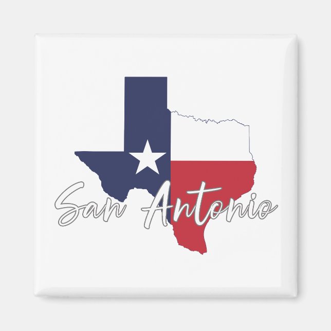 San Antonio, Texas Flag Karte Magnet (Vorne)