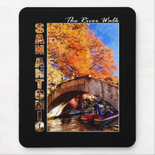 San Antonio, Texas:  Fluss-Weg-Brücke Mousepad