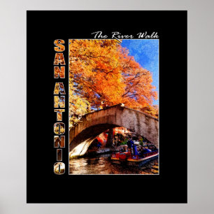 San Antonio, Texas:  Fluss-Weg-Brücke Poster