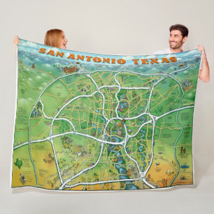 San Antonio Texas Fun Karte Fleecedecke