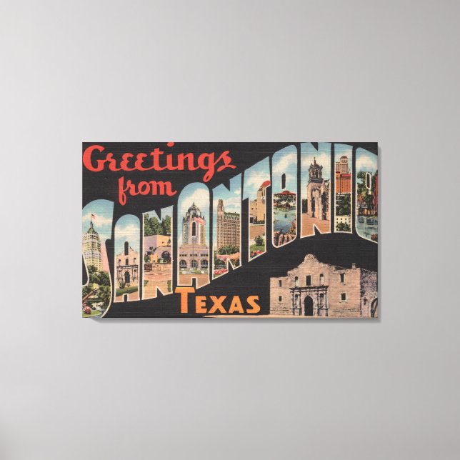 San Antonio, Texas - Große Briefmarkenszenen Leinwanddruck (Vorderseite)