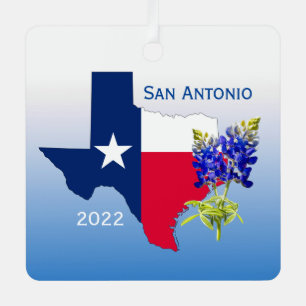 San Antonio Texas, Kontur & Bluebonnets Ornament