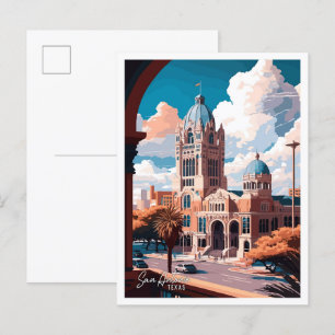 San Antonio Texas Kunst Vintage Reiseillustration Postkarte