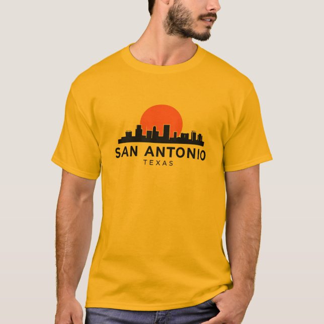 San Antonio Texas Minimal City Skyline T-Shirt (Vorderseite)
